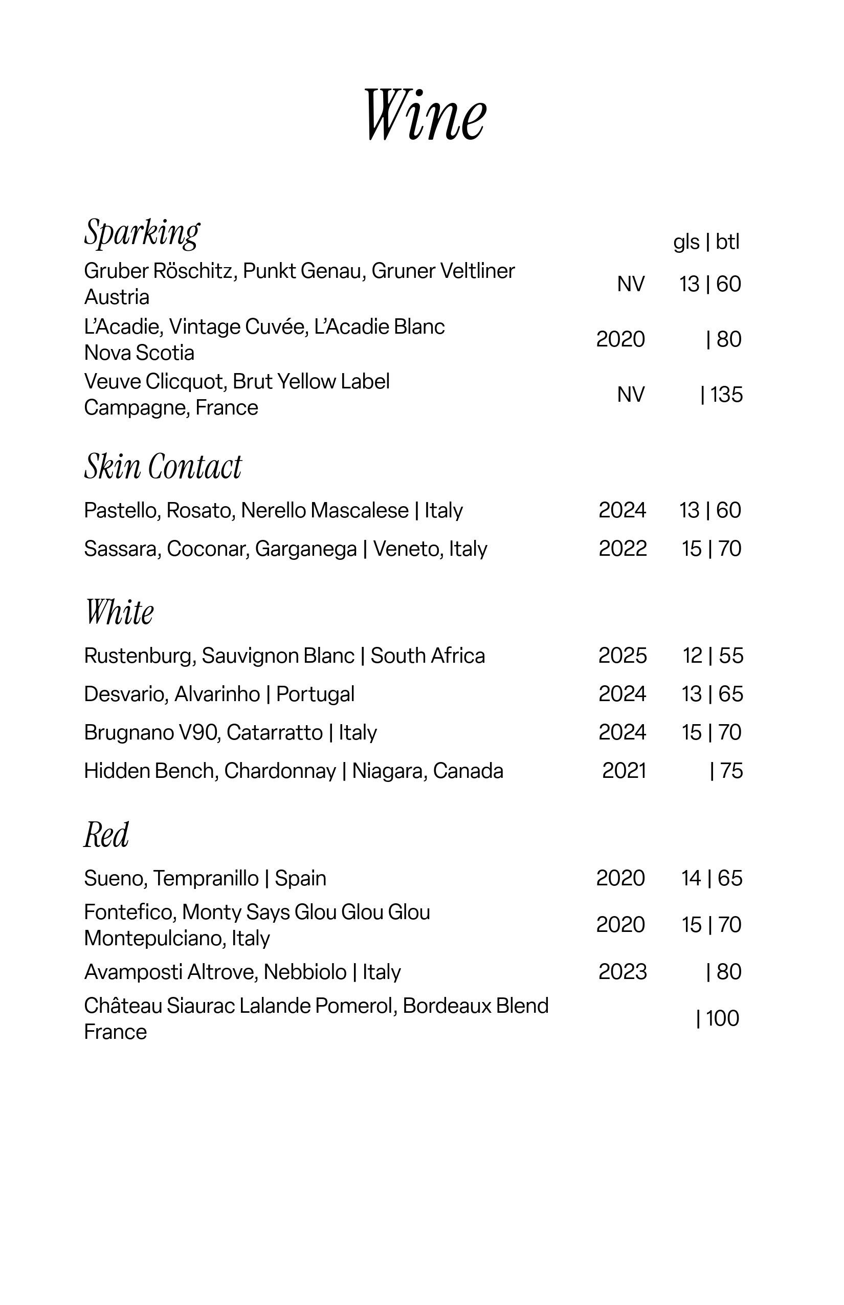 Wine, Spring 2026