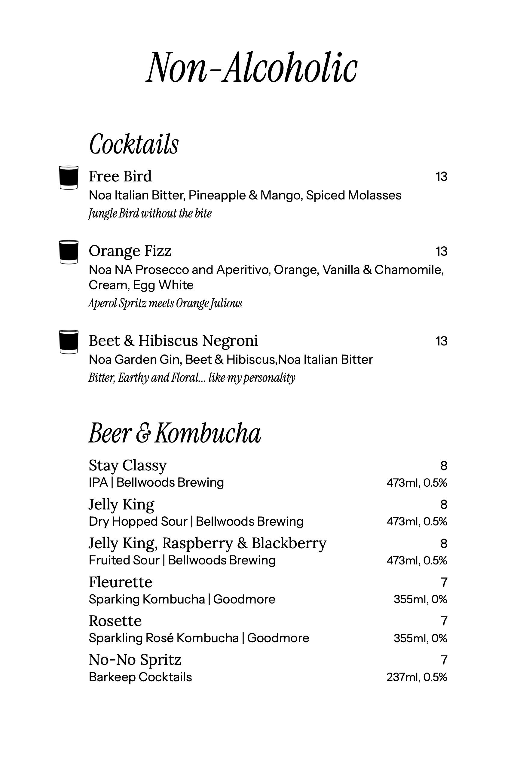 Non-Alcoholic, Spring 2026