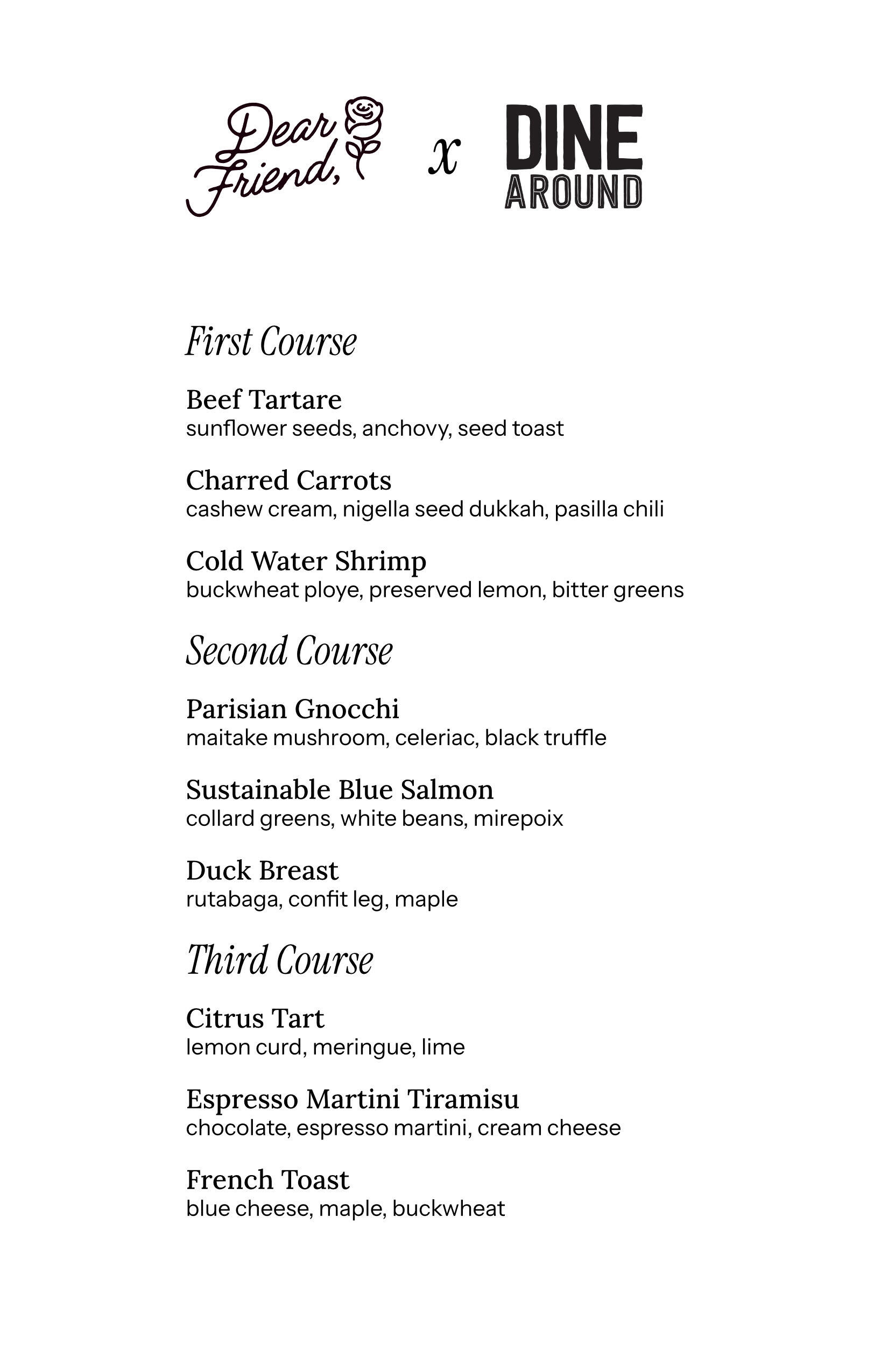 Dine Around Menu
